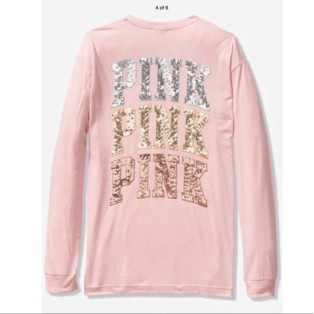 VS Pink Ombre bling campus long sleeve tee NWT
